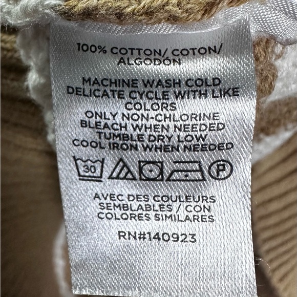 LOFT Tan & White Striped Cotton Sweater Women’s Size M | Neutral Everyday - Picture 5 of 6